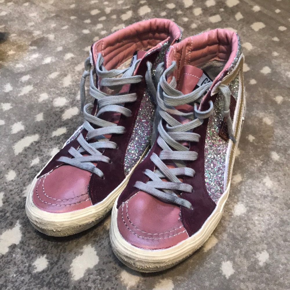 GOLDEN GOOSE glitter high tops